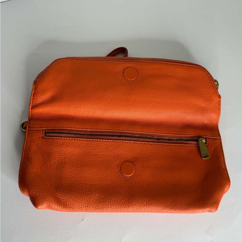 Fossil Orange cowhide Preston Leather Clutch/Wristlet - Picture 3 of 5